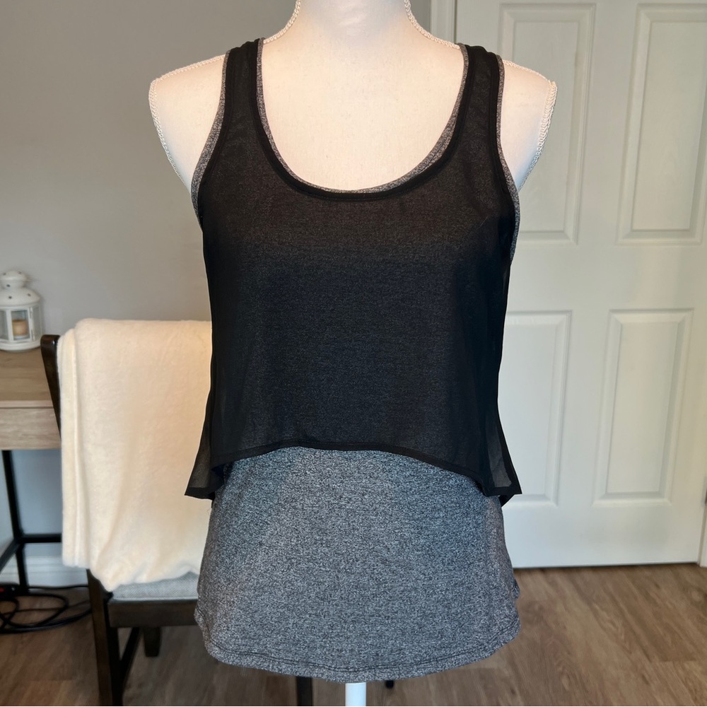 Lucca Couture Two in One Gray and Black Layered Sleeveless Top - Size XS